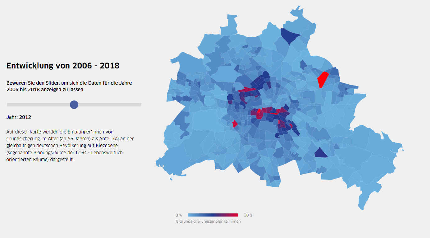 A map showing changes in the spatial distribution of basic income support recipients